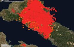 Το έγκλημα στην Εύβοια από το δορυφόρο της NASA: Στο “κόκκινο” όλο το βόρειο μέρος του νησιού σε 6 μέρες