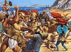 490 π.Χ.; Έλληνες και Πέρσες συγκρούονται στο Μαραθώνα.