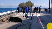 Ξυλόκαστρο: Η γη «κατάπιε» κομμάτι της παλαιάς Εθνικής Οδού Κορίνθου – Πατρών (video)