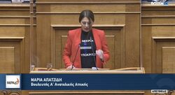 Με μπλούζα για τα Τέμπη εμφανίστηκε στη Βουλή η Μ. Απατζίδη – Οργή από τον Ν. Κακλαμάνη